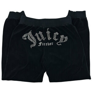 Juicy Couture Forever 21 Velour Jogger Track Pants Black Velvet Womens M Medium